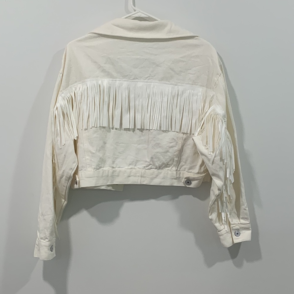 NWOT Fringe Denim Jacket